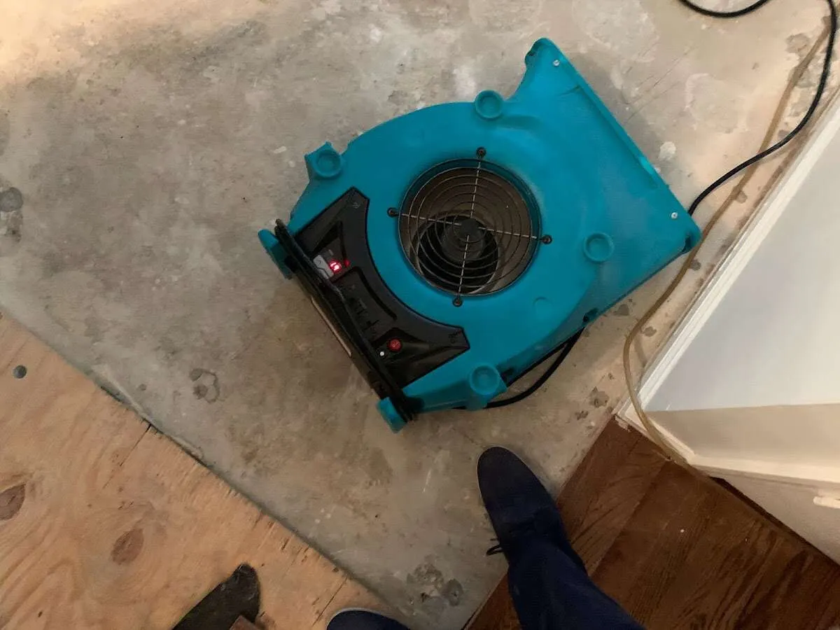 Air mover drying subfloor during Leak Detection & Repair in Tolleson